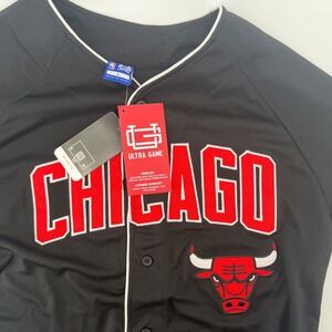 Chicago Bulls NBA Ultra Game Black Baseball Jersey Men's Size Large New